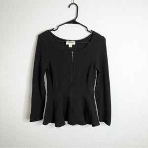 Ganni Top Women Small Shirt Long Sleeve Zip Front Peplum Blouse A4